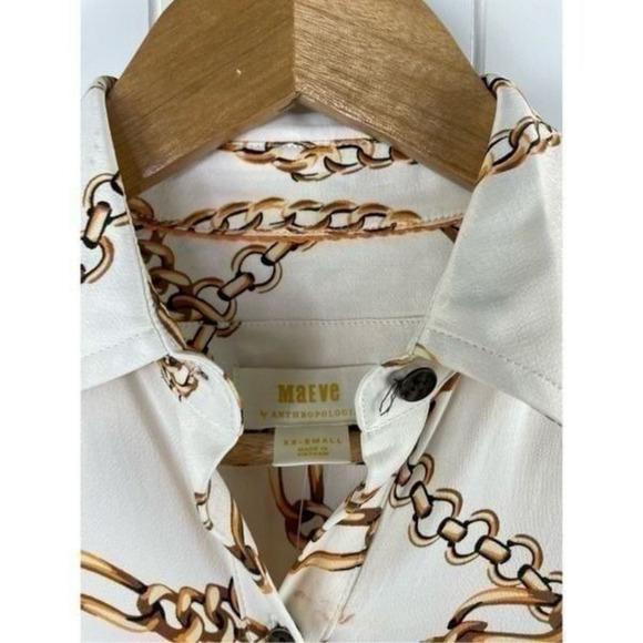 NWT Anthro Maeve Short Sleeve Printed Gold Chain Shirt Maxi Dress‎ - Picture 6 of 12
